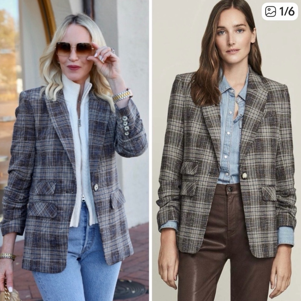 Veronica Beard Martel Dickey Cotton Linen Plaid Dickey Blazer. Size 4. - Picture 1 of 5